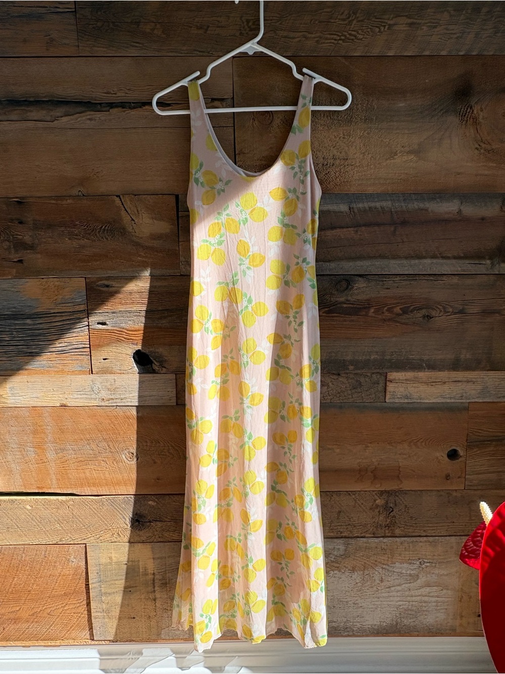 See You Monday Pink Maxi Dress with Yellow Lemon Print